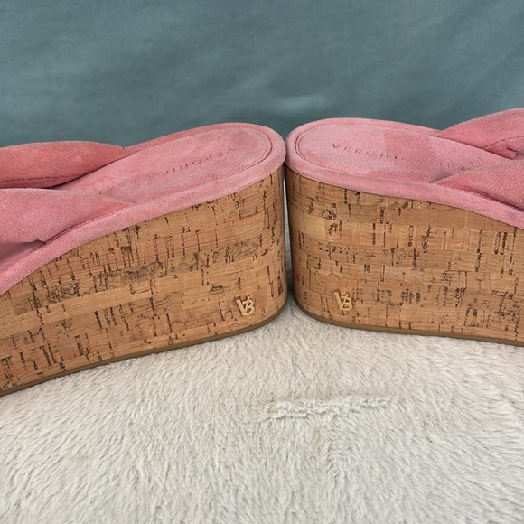 EUC Veronica Beard Gabby Platform Wedge Thong Sandal Womens Size 8.5 Pink Suede - Picture 8 of 9